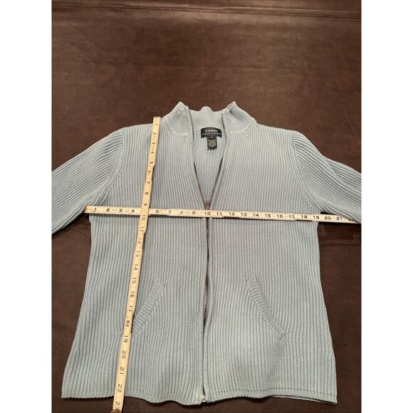 Lauren Ralph Lauren Women’s Full Zip Cable knit Sweater Cream Mock Neck Large - Picture 1 of 6